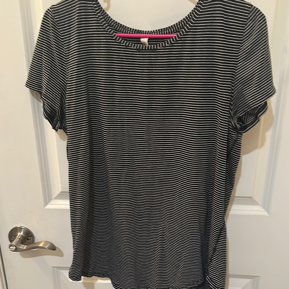 LULULEMON Black & White Striped Love Crew Short Sleeved T-Shirt Size 10
